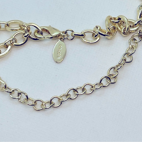 Chico’s  35’ Necklace Gold Tone with Navy Blue Oval and Square Accents. - Picture 9 of 9